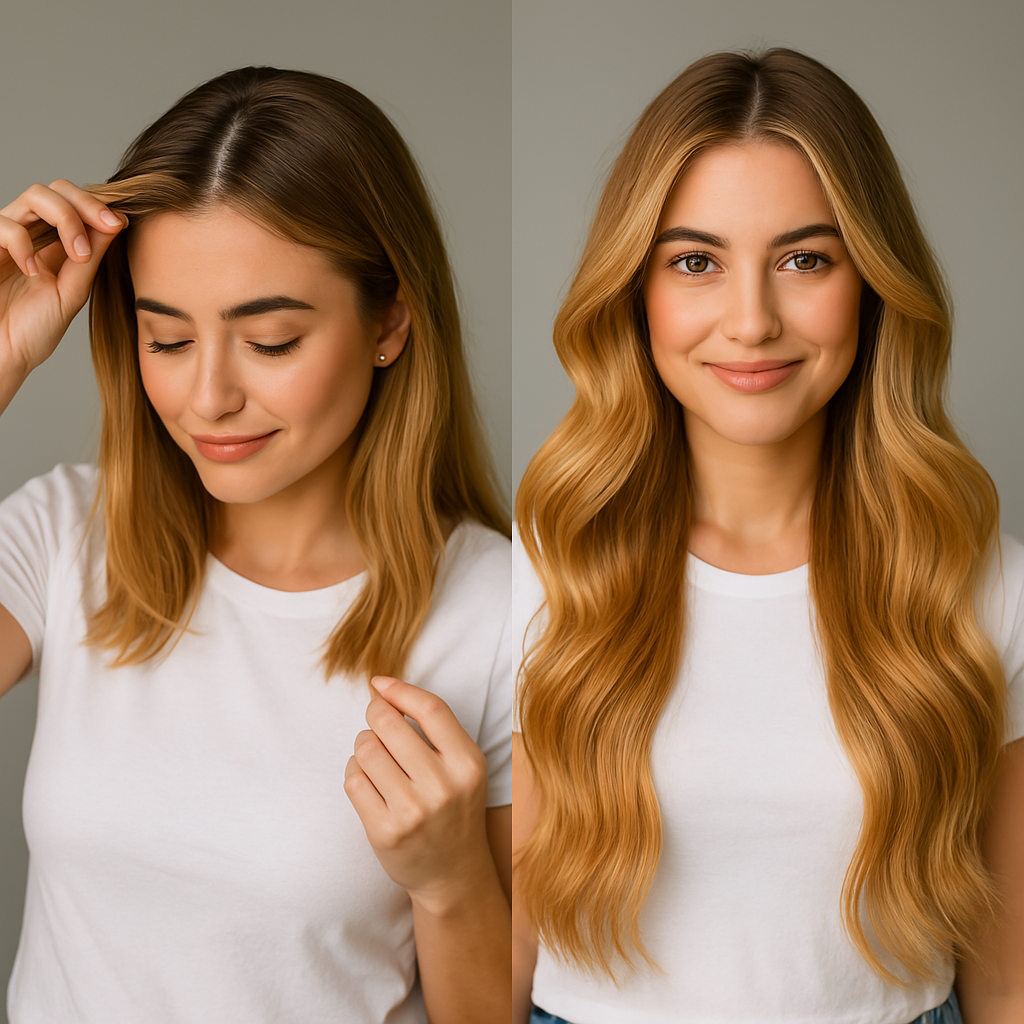 Extensions Adhésives Cheveux Naturels – Medium Blonde (#14) – 20 Bandes