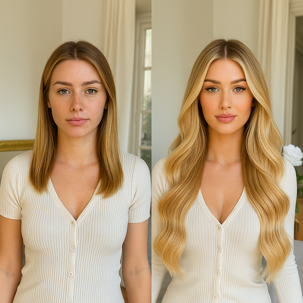 Extensions à clips invisibles - Cheveux 100% naturels - #T6/613 Honey Blonde
