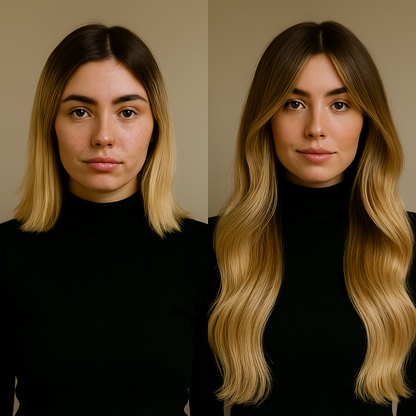 Extensions Adhésives Cheveux Naturels – Rooted Blonde (#T2/613) – 20 Bandes