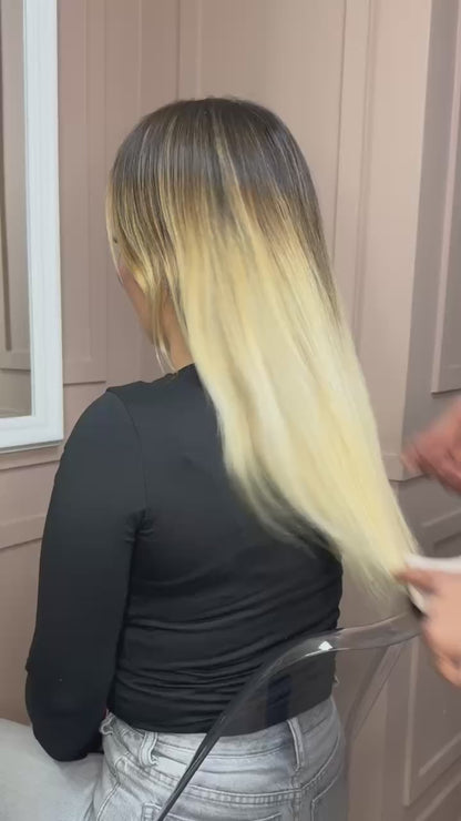 Extensions à clips invisibles - Cheveux 100% naturels - #T6/613 Honey Blonde